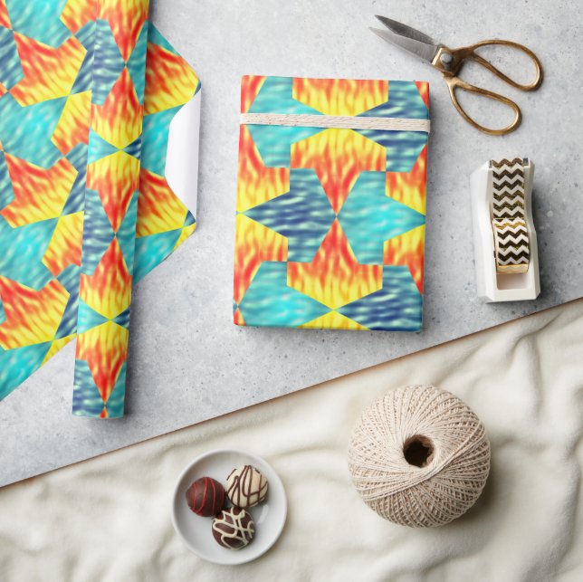 Papel De Presente Mamluks Djinns Fire and Water Patterno (Artesanato)