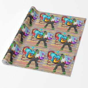 Papel De Presente Man Dancing 1 With Music Grafite Wall Background