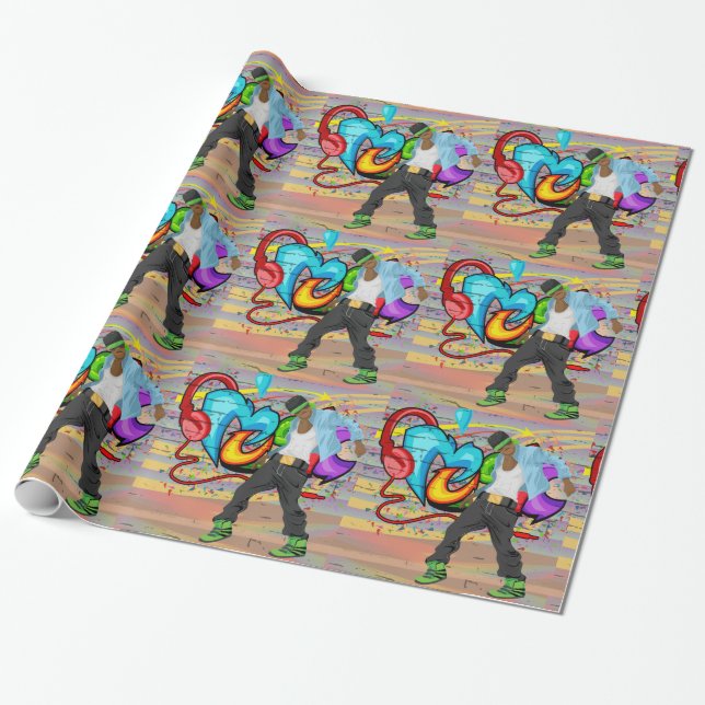 Papel De Presente Man Dancing 1 With Music Grafite Wall Background (Desenrolado)