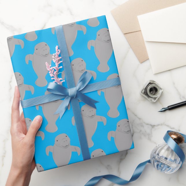 Papel De Presente Manatee Pattern Animal (Presentear)