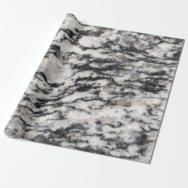 Papel De Presente Manchas brancas e pretas abstratas embrulhando pap (Desenrolado)