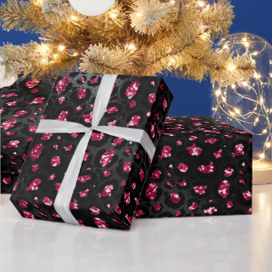 Papel De Presente Manchas de leopardo elegantes em rosa quente e bri
