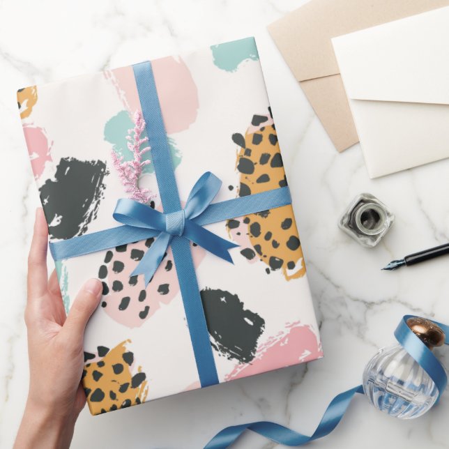 Papel De Presente Manchas de Leopardo em Pastel Doce (Presentear)