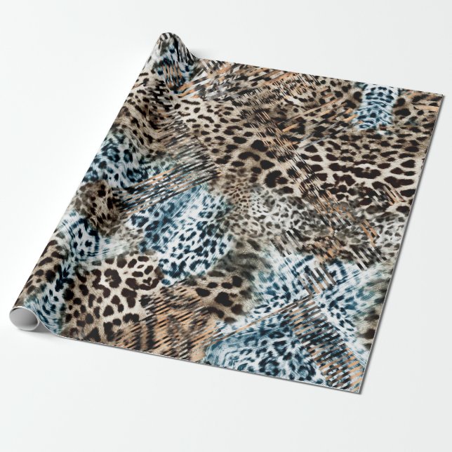 Papel De Presente Manchas de leopardo padrão de estampa animal (Desenrolado)