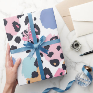 Papel De Presente Manchas de Leopardo Pastel Adoráveis