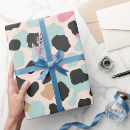 Papel De Presente Manchas de leopardo pastel azul rosado