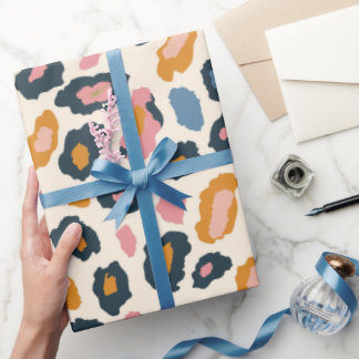 Papel De Presente Manchas de Leopardo Pastel Dourado