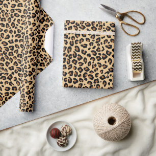 Papel De Presente Manchas de Pele de Leopardo Marrom e Preto Clássic