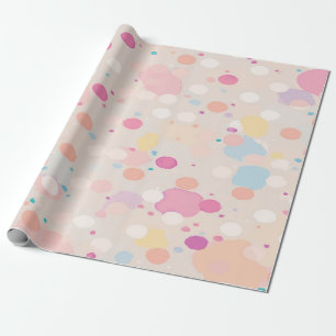 Papel De Presente Manchas de Tinta Rosa, Amarelo, Laranja e Branco D