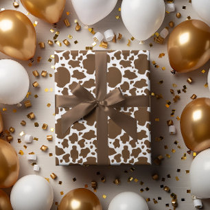 Papel De Presente Manchas de Vaca Marrom Padrão de Couro de Vaca Fal