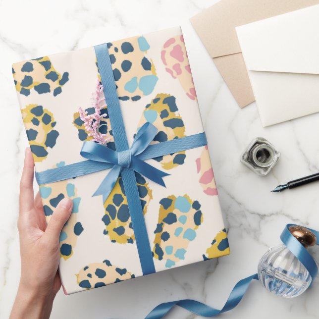 Papel De Presente Manchas-leopardo Douradas tropicais (Presentear)