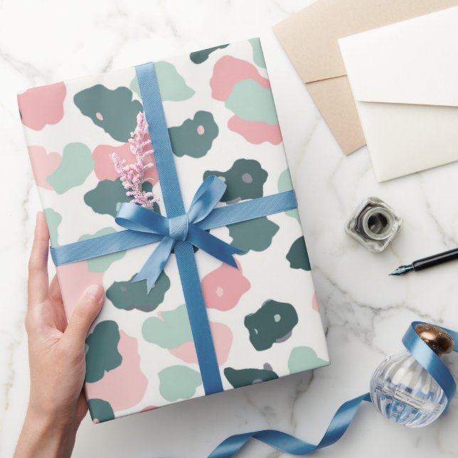 Papel De Presente Manchas rosa Pasta Folha-Leopardo (Presentear)