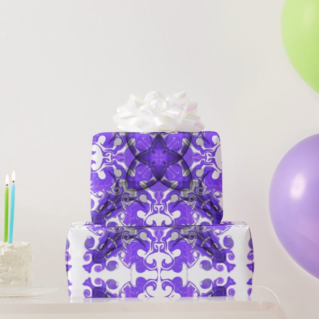 Papel De Presente mandala abstrato púrpura, mandala psíquica (Presentes para festas)