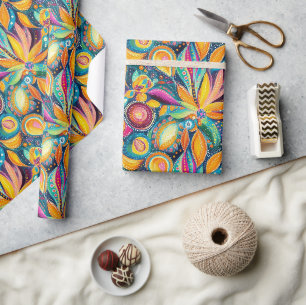 Papel De Presente Mandala Art - Decoração Geométrica Boêmia Colorida