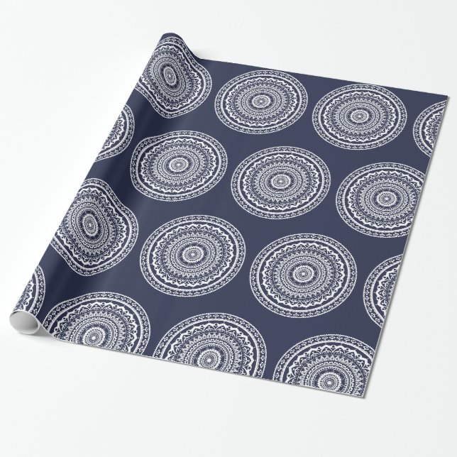 Papel De Presente Mandala Branca Deixe o mar te libertar (Desenrolado)