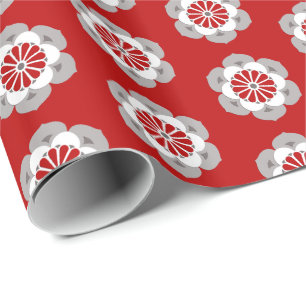 Papel De Presente Mandala da flor de Lotus, obscuridade - vermelho,