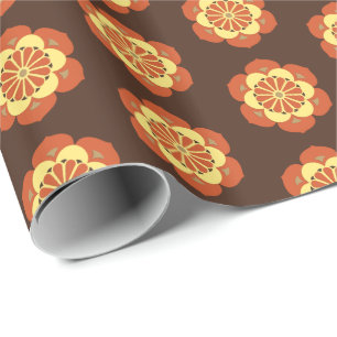 Papel De Presente Mandala de Flor de Lótus, Marrom, Ferrugem e Amare
