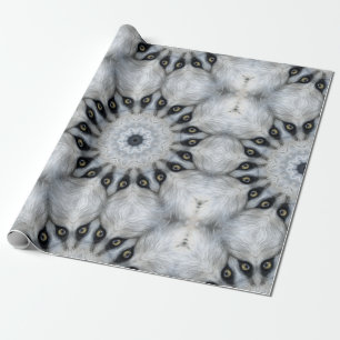 Papel De Presente Mandala de Lobo Olhos Ferozes e Simetria Peluda