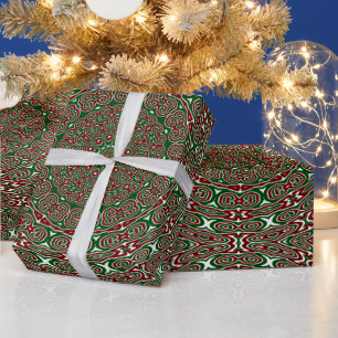Papel De Presente Mandala de Natal Groovy Maximalista Ornata Chique
