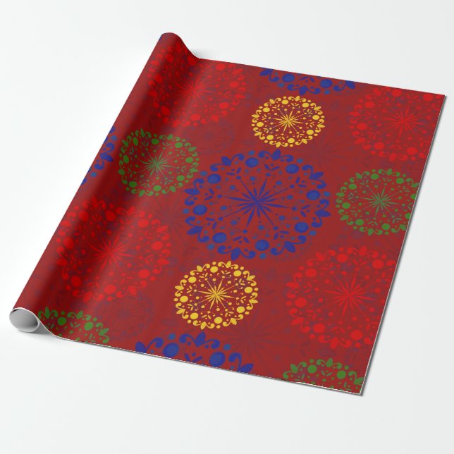 Papel De Presente Mandala de neve texturizada simples (Desenrolado)