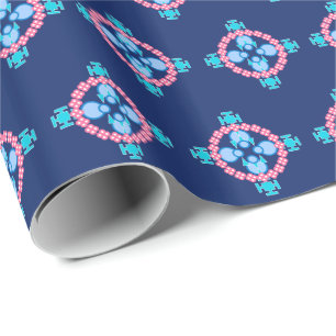 Papel De Presente Mandala de quatro pontos, Indigo Azul, Turquesa e