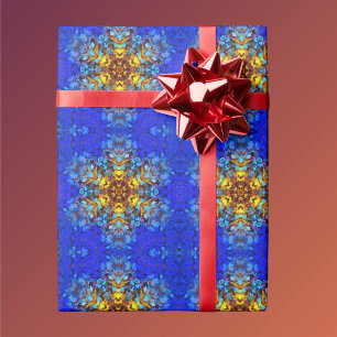 Papel De Presente Mandala digital amarelo e azul