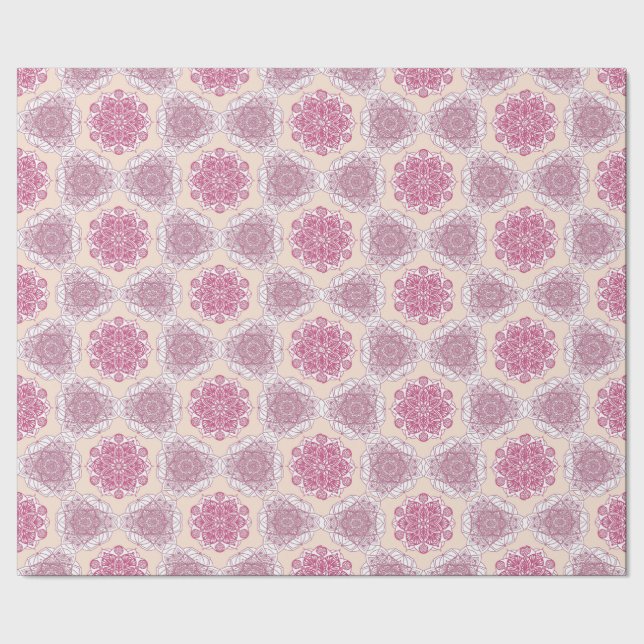 Papel De Presente Mandala Floral Rosa (Barra)