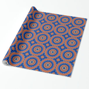 Papel De Presente Mandala laranja azul