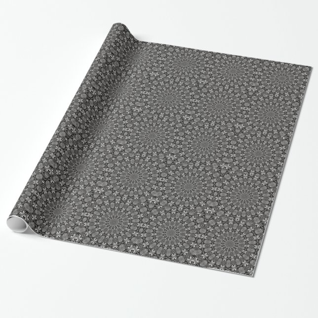 Papel De Presente Mandala Monocromático (Desenrolado)