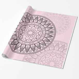Papel De Presente Mandala no rosa