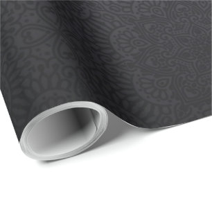 Papel De Presente Mandala ornamentais negra