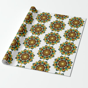 Papel De Presente Mandala Padrão 02 em amarelo e em tom