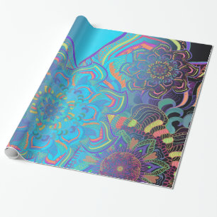 Papel De Presente Mandala Três Camadas em azul
