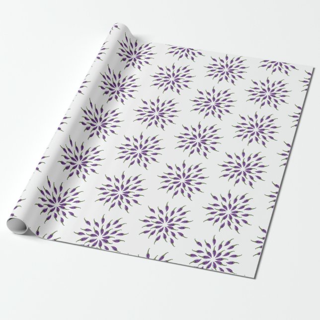 Papel De Presente Mandalas de Pimentões Roxos Arte (Desenrolado)