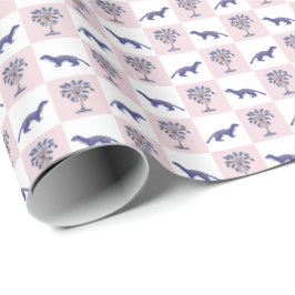 Papel De Presente Mangusto e Palmetto Tree com Bloco de Impressão