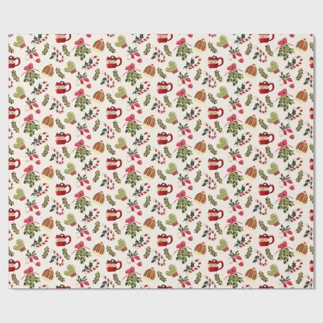 Papel De Presente Manhã de Natal com cacau e marshmallows (Aberto)