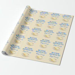 Papel De Presente Manteiga Acredite Nisso Xadrez Amarelo Chá de Bebê