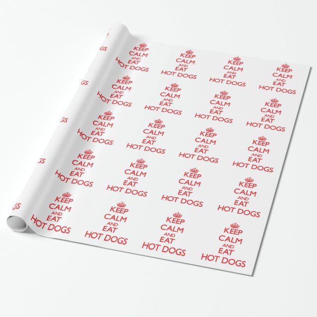 Papel De Presente Mantenha calmo e coma cachorros quentes (Desenrolado)