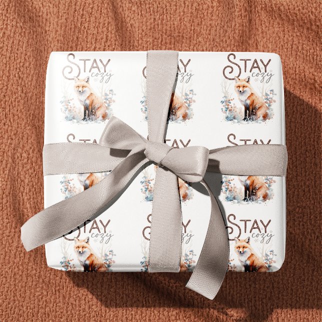 Papel De Presente Mantenha o Cozy Woodland Fox no Natal (Criador carregado)