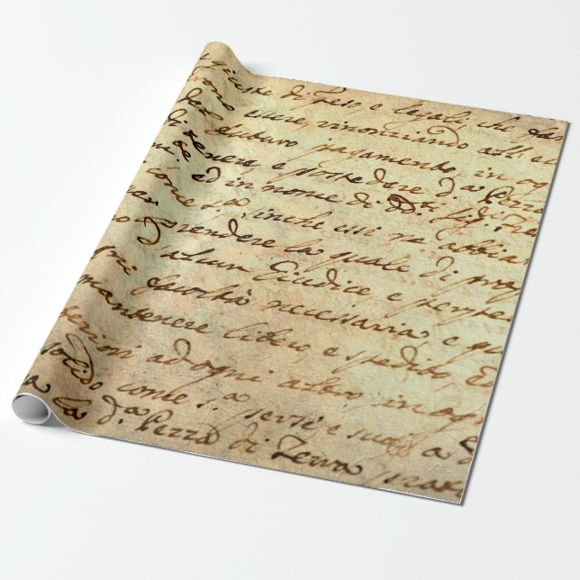 Papel De Presente Manuscrito antigo do século 1700 escrito a tinta  (Desenrolado)