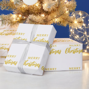Papel De Presente Manuscrito branco minimalista, feliz Natal