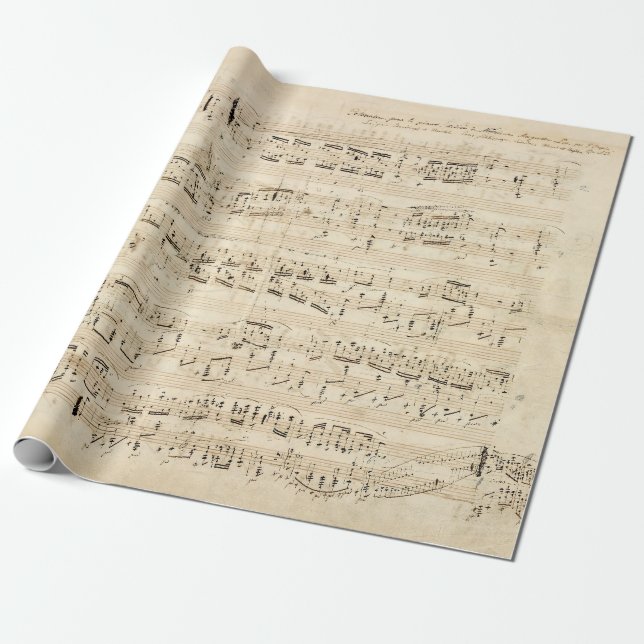 Papel De Presente Manuscrito de Choque Musical em Folha Antiga (Desenrolado)
