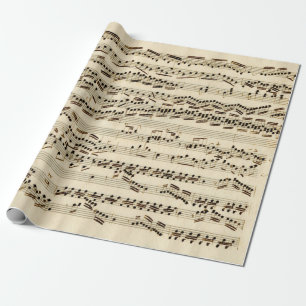 Papel De Presente Manuscrito De Música Clássica Vintage Antique