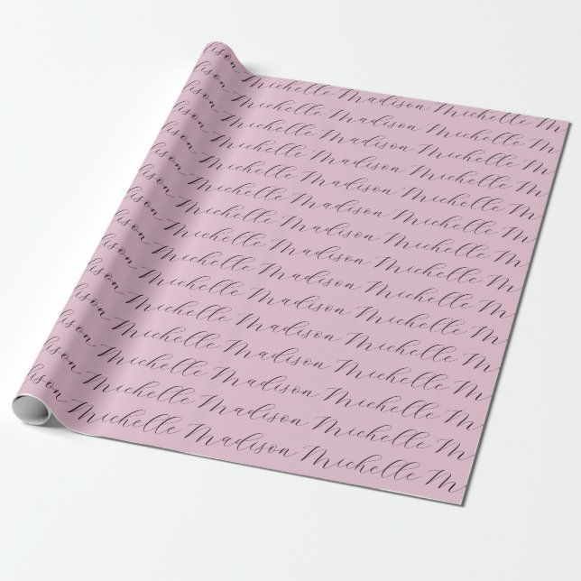 Papel De Presente Manuscrito de nome minimalista clássico (Desenrolado)