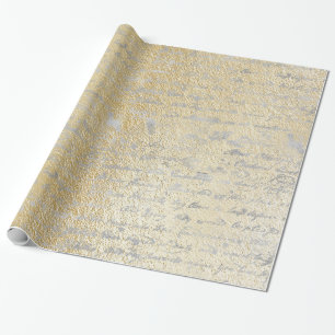 Papel De Presente Manuscrito De Prata Em Comprimido Dourado Texturiz