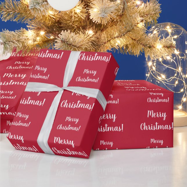 Papel De Presente Manuscrito de Tipografia Vermelha Feliz Natal (Feriados)
