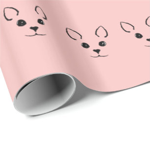 Papel De Presente Mão adorável bonito rosa e preto tirados da cara