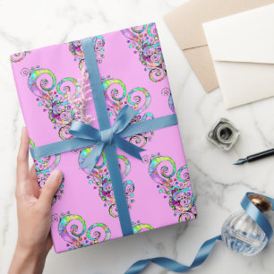 Papel De Presente Mão Cardíaca Espiral Pintada Design 1