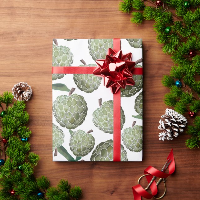 Papel De Presente Mão De Açúcar De Cor Verde Desenhada (Presente de Natal)