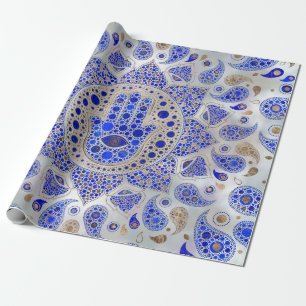 Papel De Presente Mão de Hamsa sobre a Mãe de Pérola